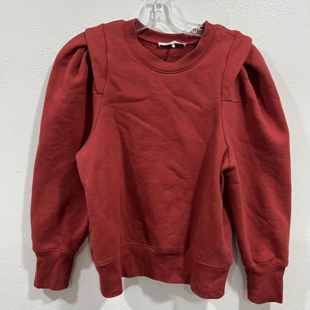 Frame Women Pullover Sweatshirt Red Orange Crewneck Long Sleeve Petite‎ Size S